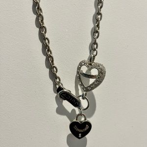 Juicy Couture necklace. Sterling silver with black heart 🖤. Very cute!